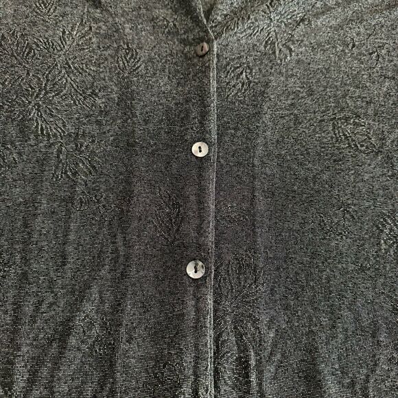 Chicos Sweater Womens XL Sz 3 Black Metallic Cardigan Stretch Button Front - Picture 5 of 6